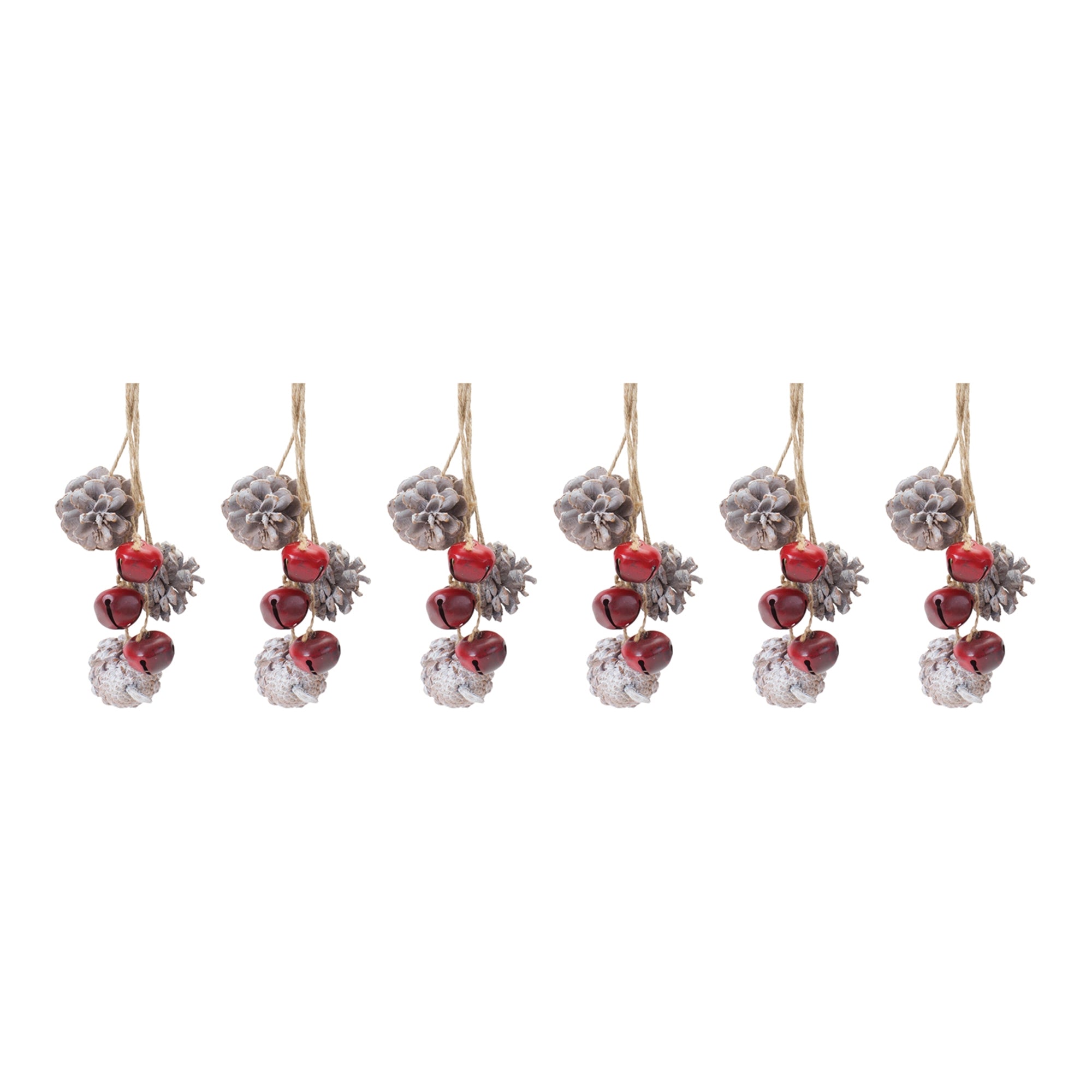 Bell and Pine Cone Drop Ornament (Set of 6)