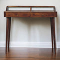Elevated Chestnut Console Table, 2-Drawers, Nordic Legs