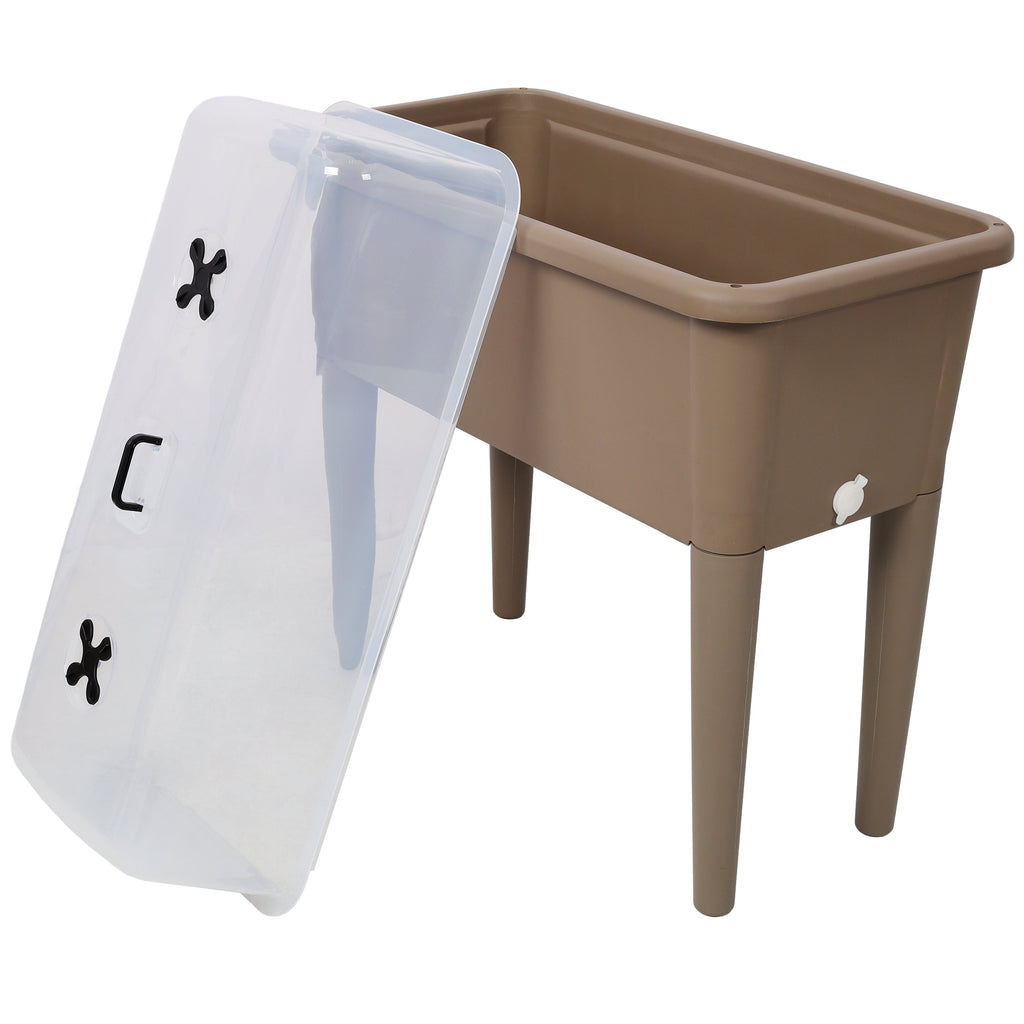 2PCS Raised Garden Bed with Ventilated Transparent Greenhouse Lid
