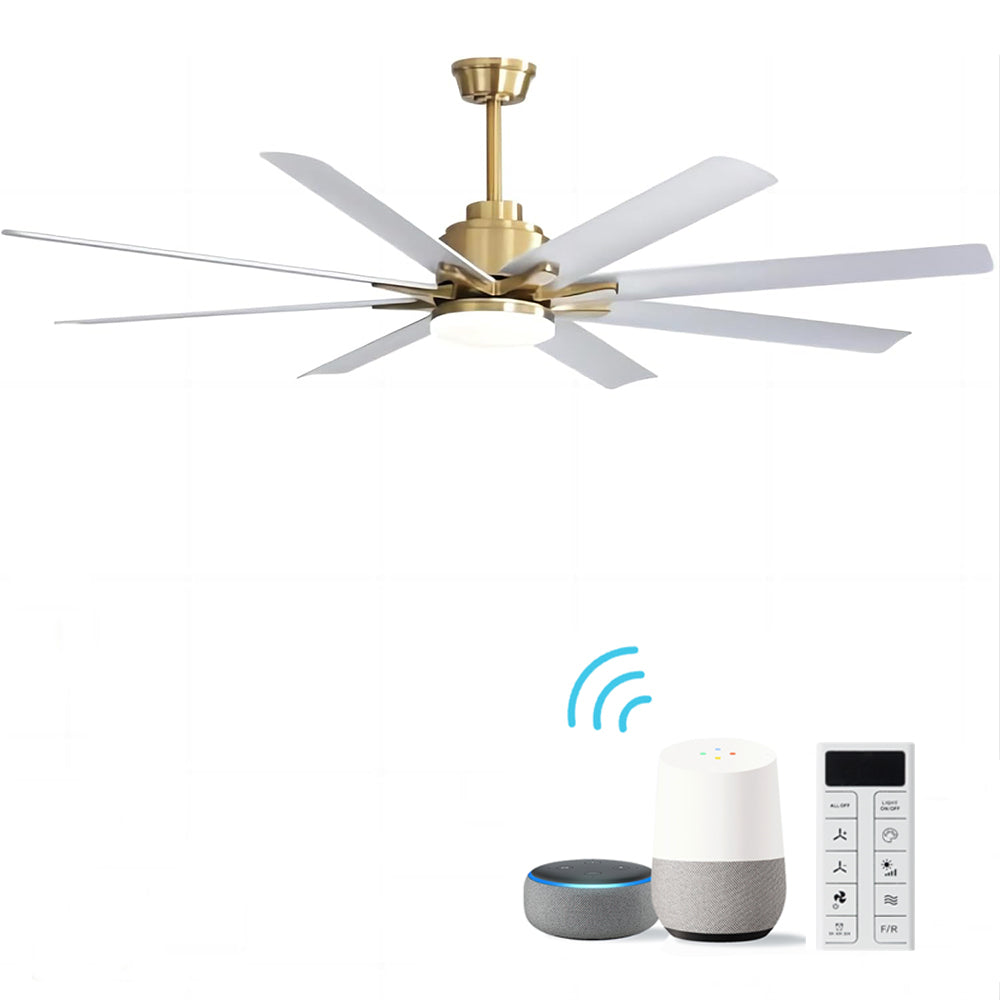 66 Inch Modern Smart Ceiling Fan with Reversible DC Motor and LED Light
