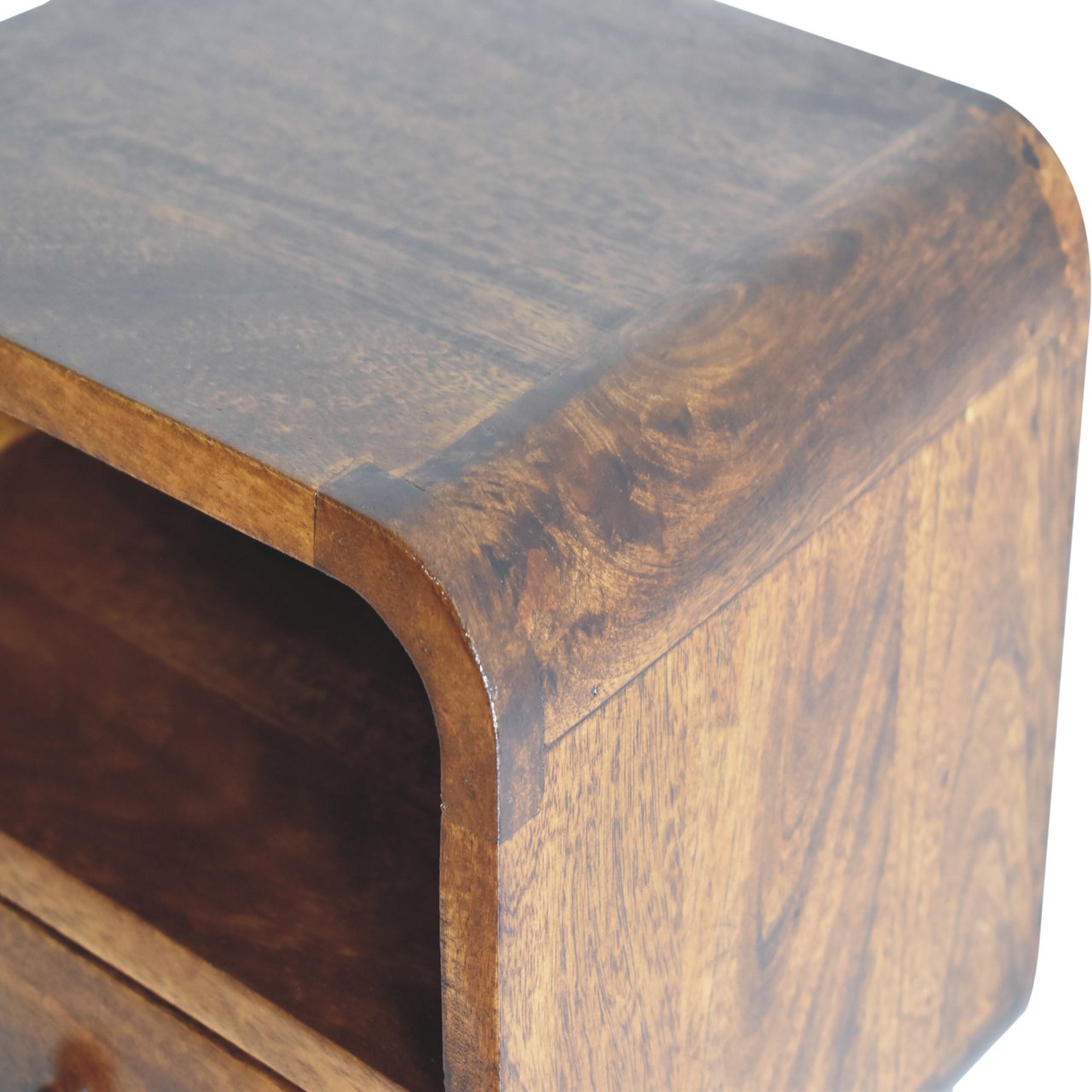 Extra Mini Wall-Mounted Curved Chestnut Nightstand