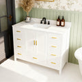 48" Modern Solid Wood Bathroom Vanity with Sink, 49" Carrara