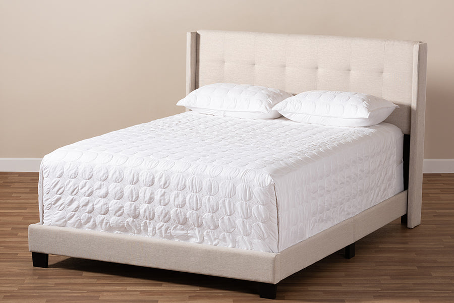 Baxton Studio Lisette Modern and Contemporary Beige Fabric Upholstered Queen Size Bed