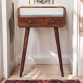 Solid Wood Mini Curved Honey Console Table