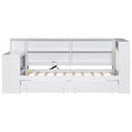 Platform Bed With Upholstered Headboard, Storage Shelves, Drawers, Charging Station, LED Lighting, Built In Desk