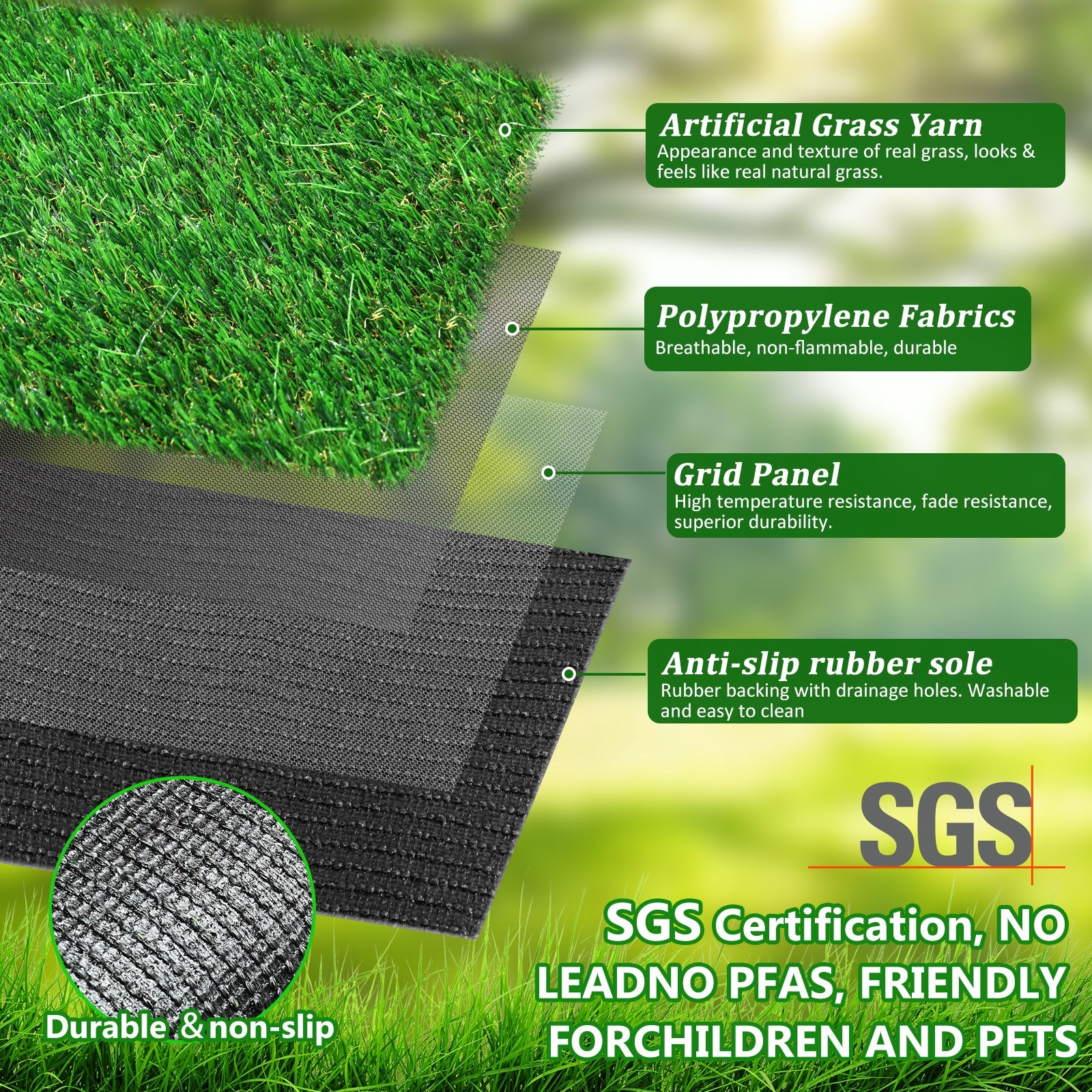 6.5FT X 33FT Outdoor Artificial Grass Runner Rug