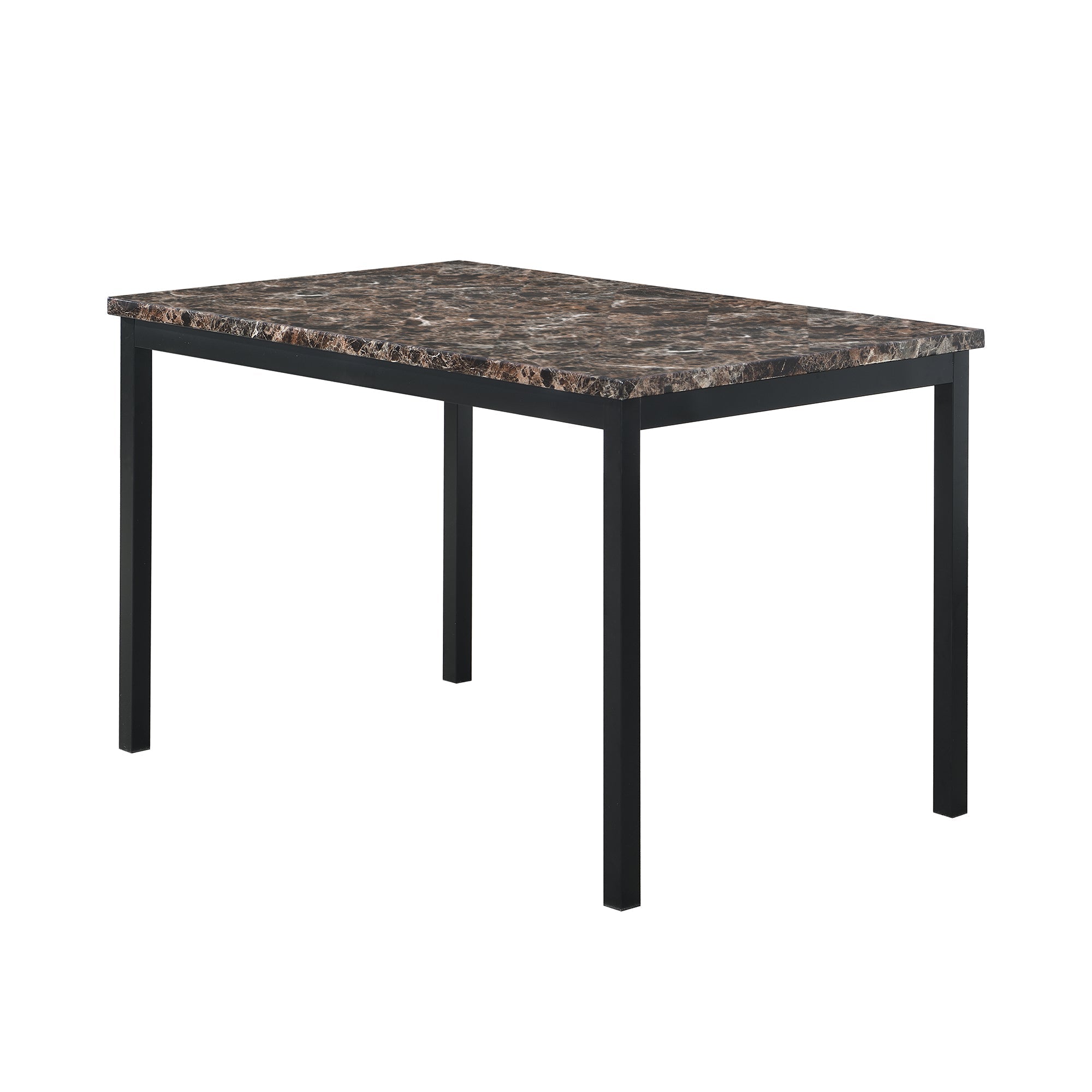 Furniture 5 Piece Metal Dinette Set with Faux Marble Top - Black