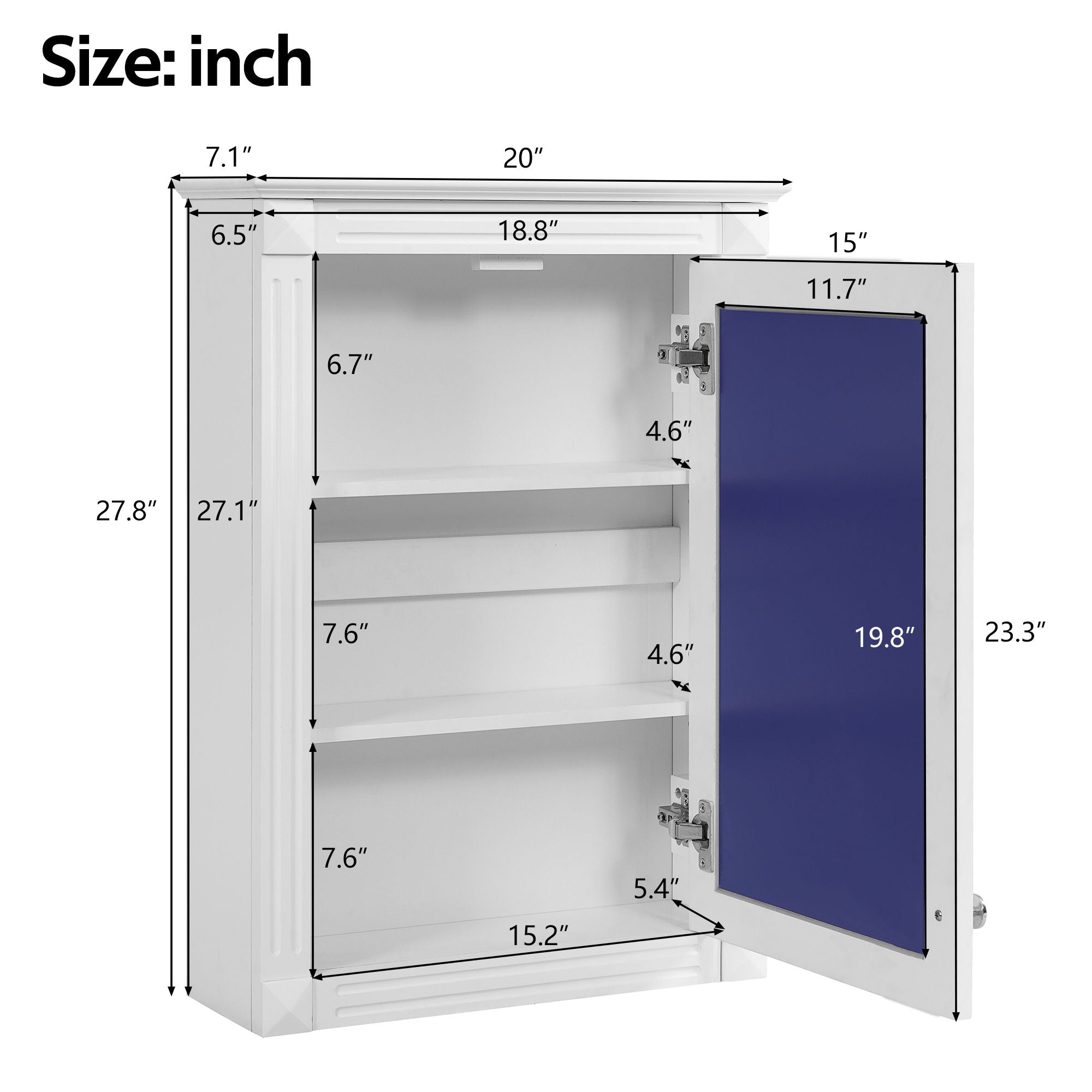 Wall Mounted Bathroom Storage Medicine Cabinet With Mirror