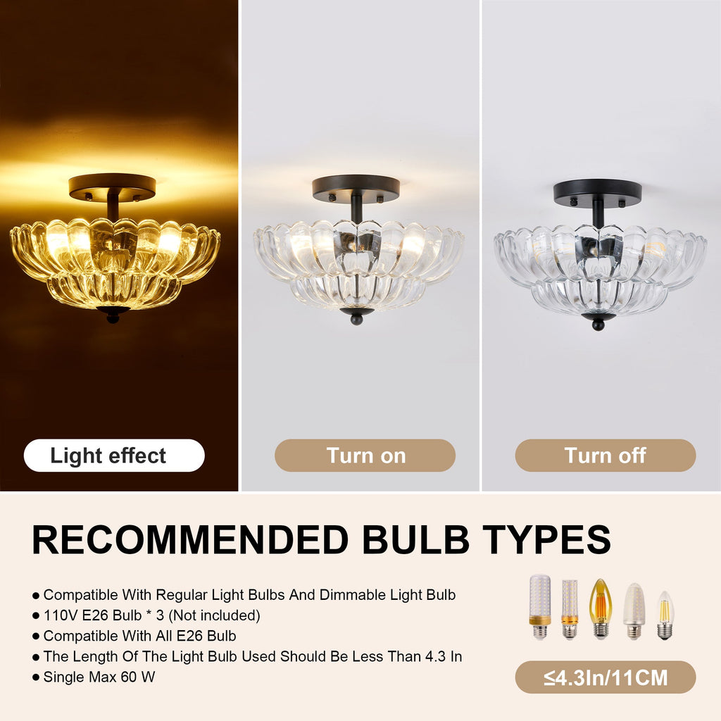 Smoky Semi Flush Mount Ceiling Light