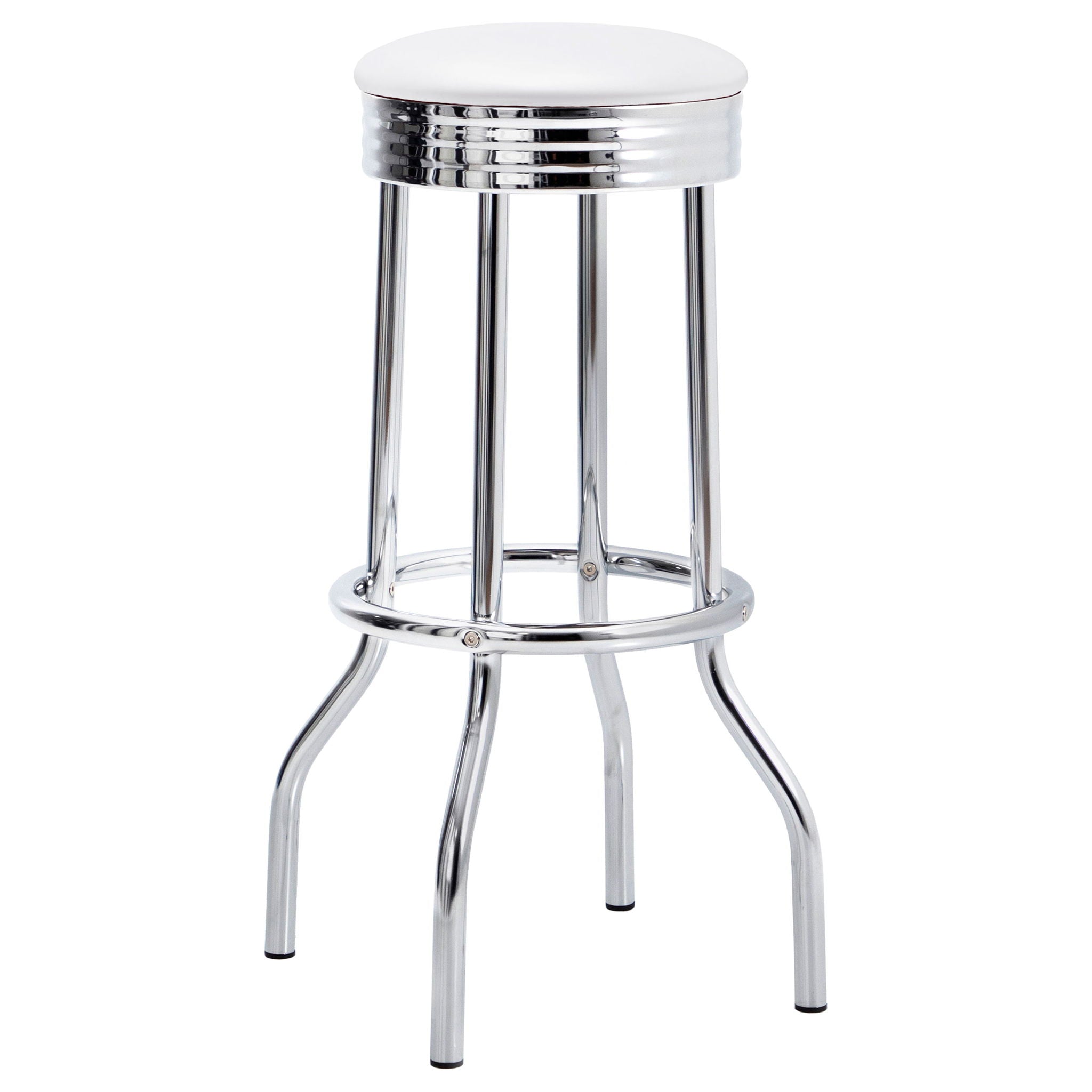 Midge - 3 Piece Round 1950S Bistro Pub Bar Table Set With Upholstery - White