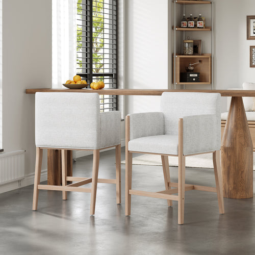 24'' Seat Height Upholstered Counter Stools with Arms - Set of 2