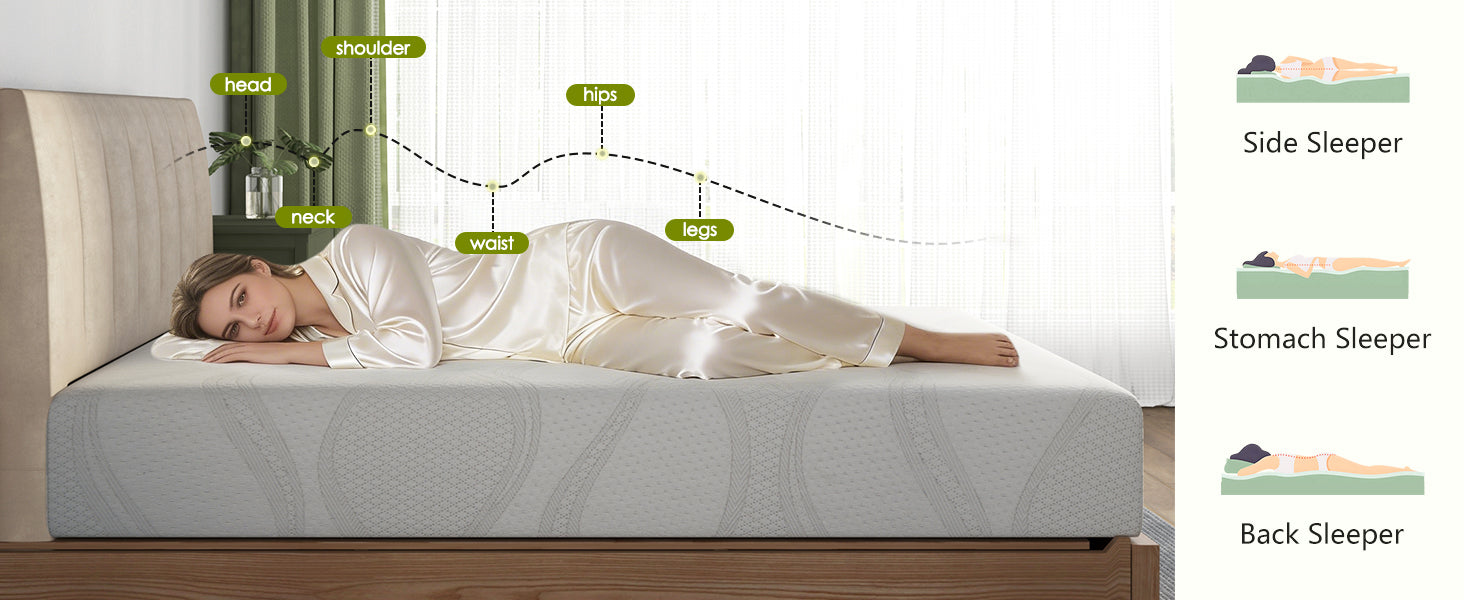 Queen Size Memory Foam Mattress, 10 Inch Bed Mattress, with Cooling