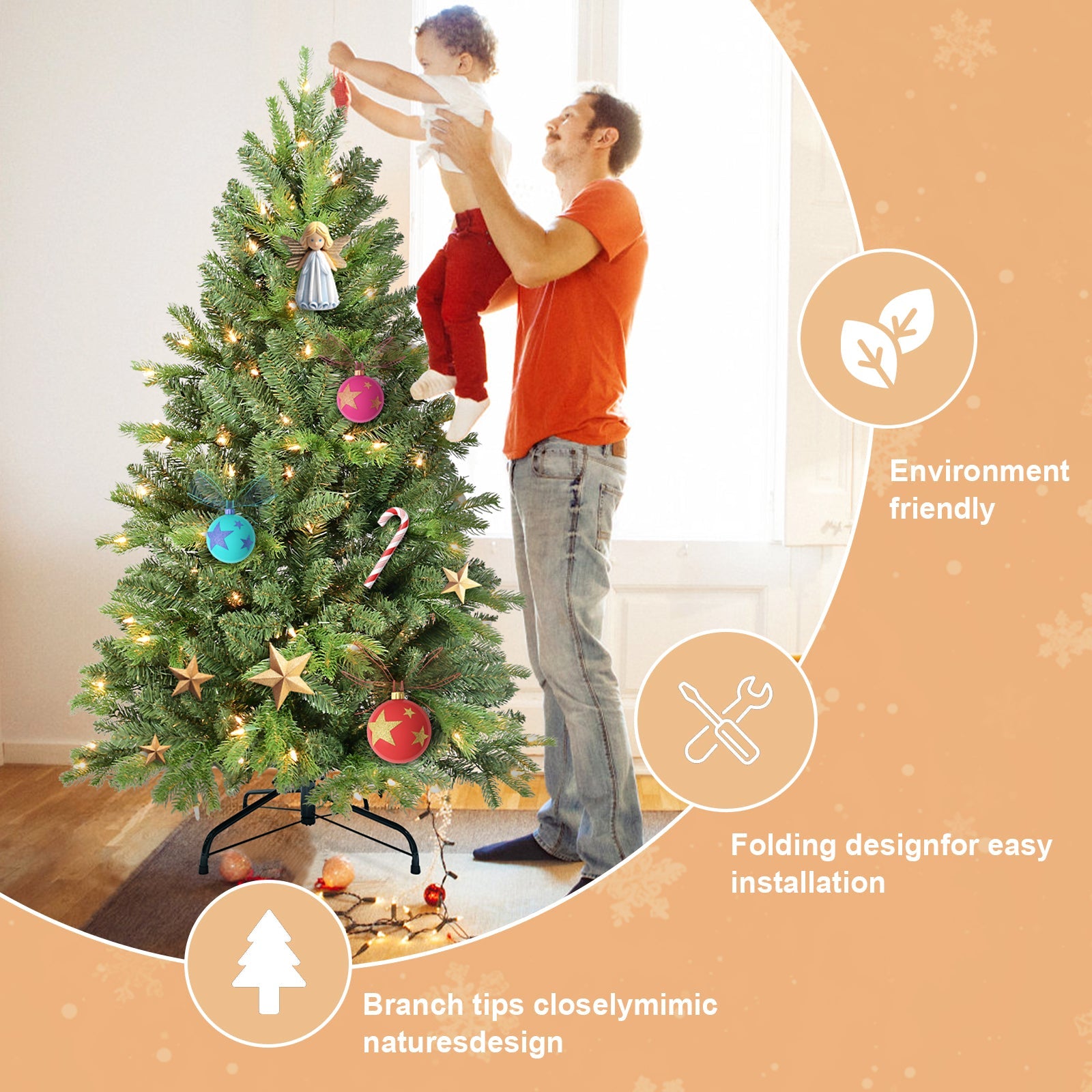 7.5FT Christmas Tree with 1599 PE+PVC Tips