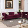 Jack 84" Modern Tuxedo Tufted Sofa, Burgundy Velvet