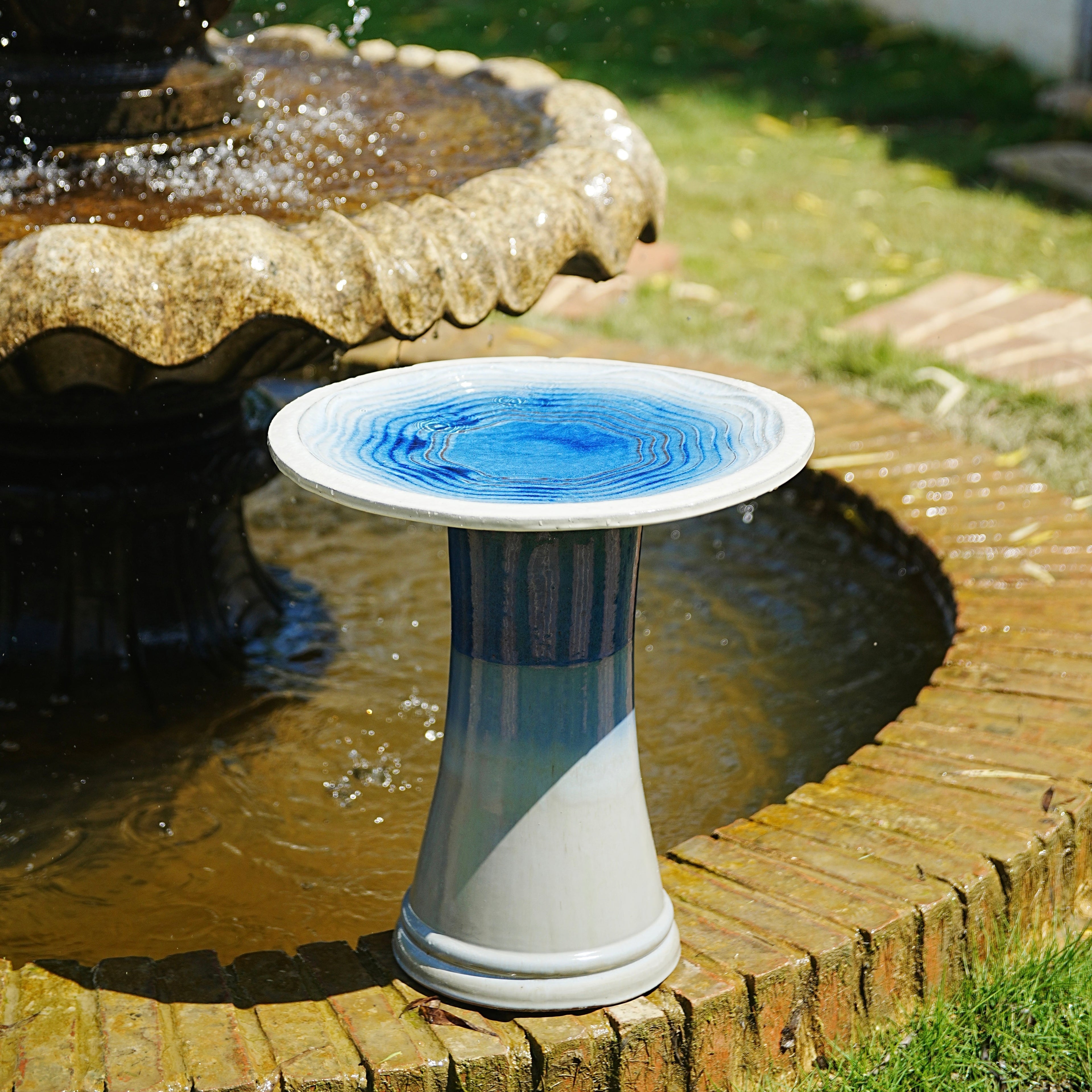 Handmade Glazed Ceramic Bird Bath