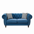 Chesterfield Fabric Sofa With Roll Armrest And Nailhead, Mid Century 2 Seater Couch In