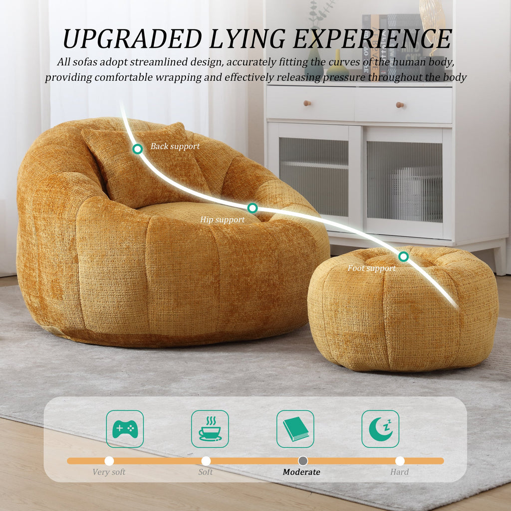 UNITED WE WIN Modern Bean Bag Chairs with Ottoman