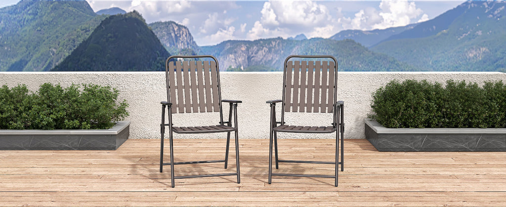 Brown 2-Piece Folding Chair, No Assembly Required