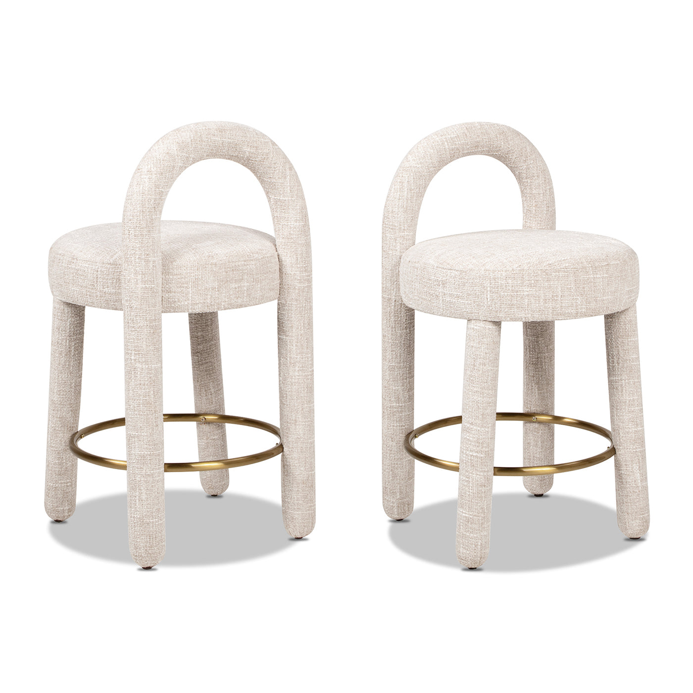 Penny 26.5" Round Arched Upholstered Counter Stool, Set of 2