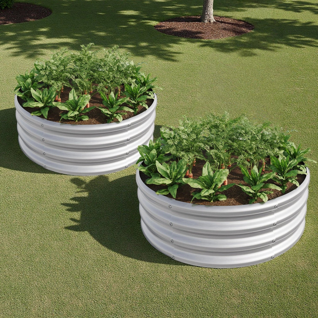 2PCS Tall Round Metal Raised Garden Beds