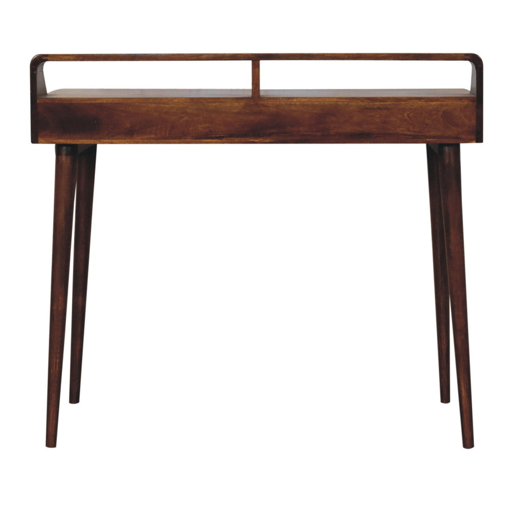 Elevated Chestnut Console Table, 2-Drawers, Nordic Legs