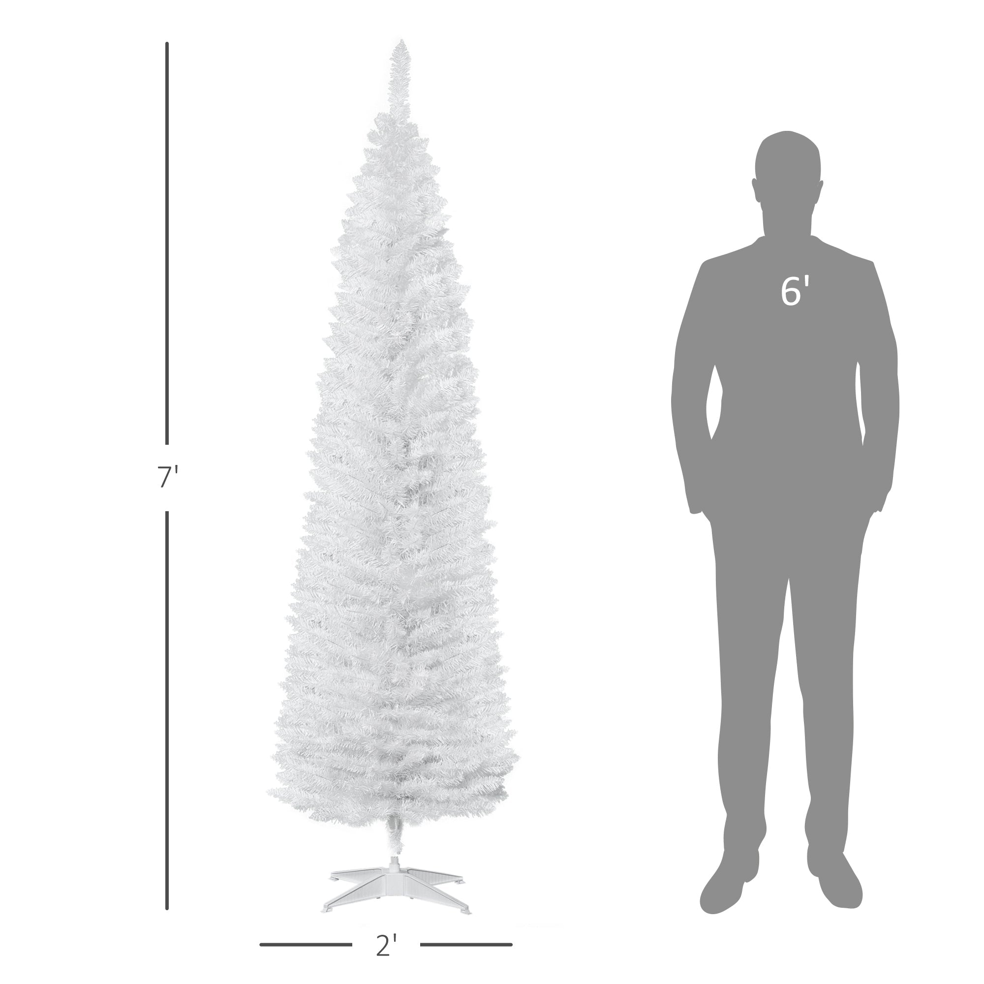 HOMCOM 7' Artificial Pencil Christmas Tree