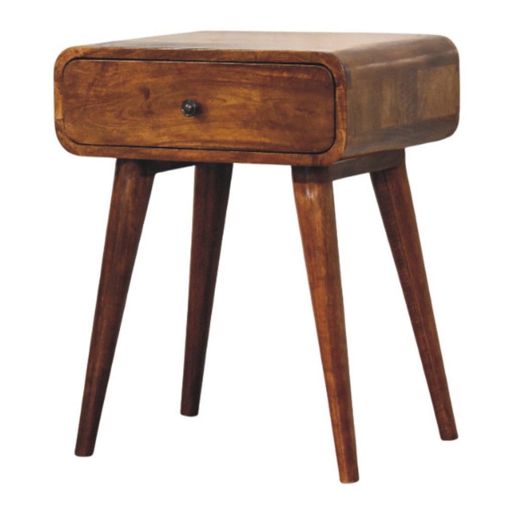 Avora Chestnut Nightstand with 1-Drawer, Nordic Legs