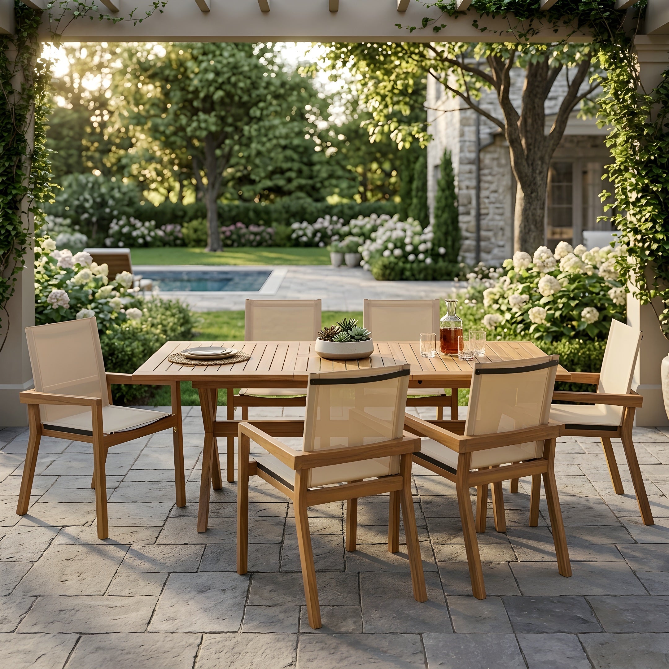 7-Piece Acacia Wood Outdoor Dining Set