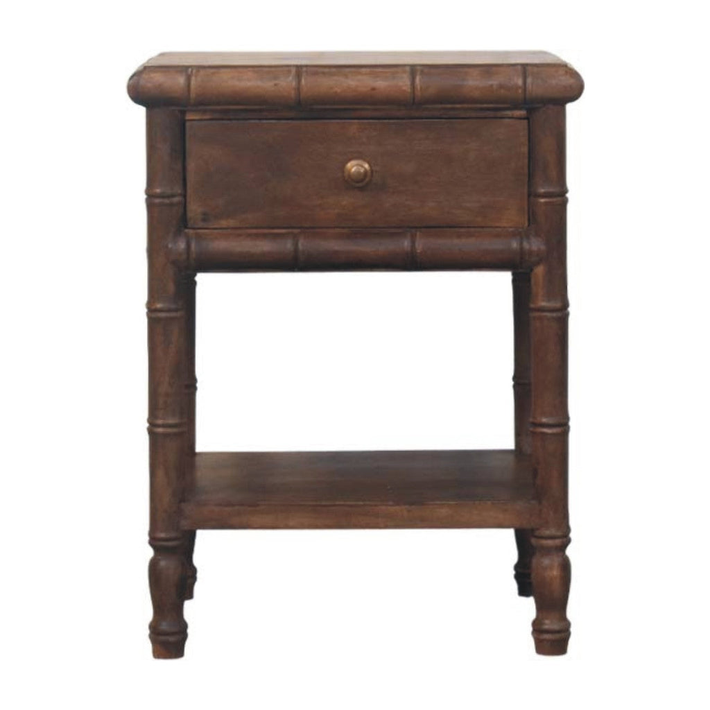 Solid Wood Bamboo Carved Bedside Table