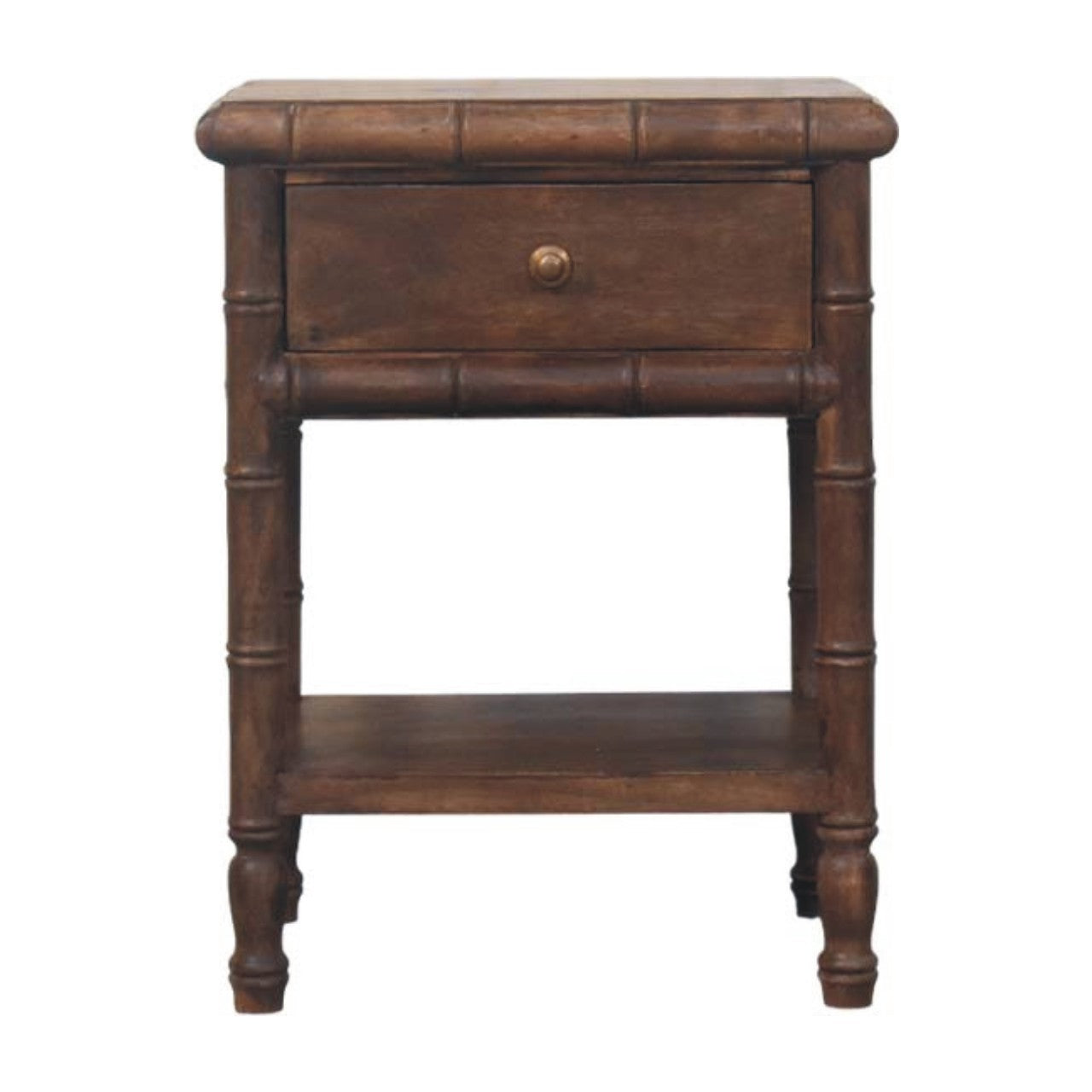 Solid Wood Bamboo Carved Bedside Table