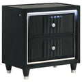 Ravenne 2-drawer Velvet Upholstered LED Nightstand with USB Black