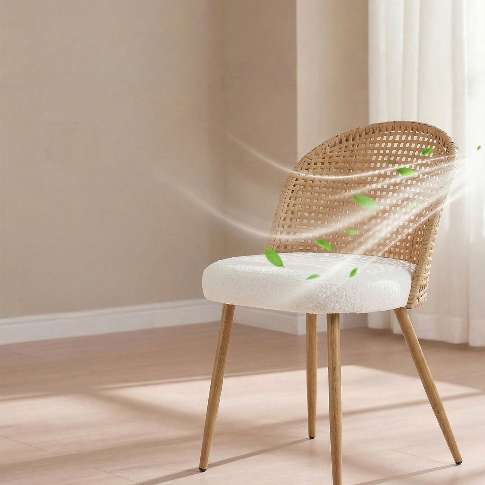 Round Wooden Dining Table + 4 Chairs Set