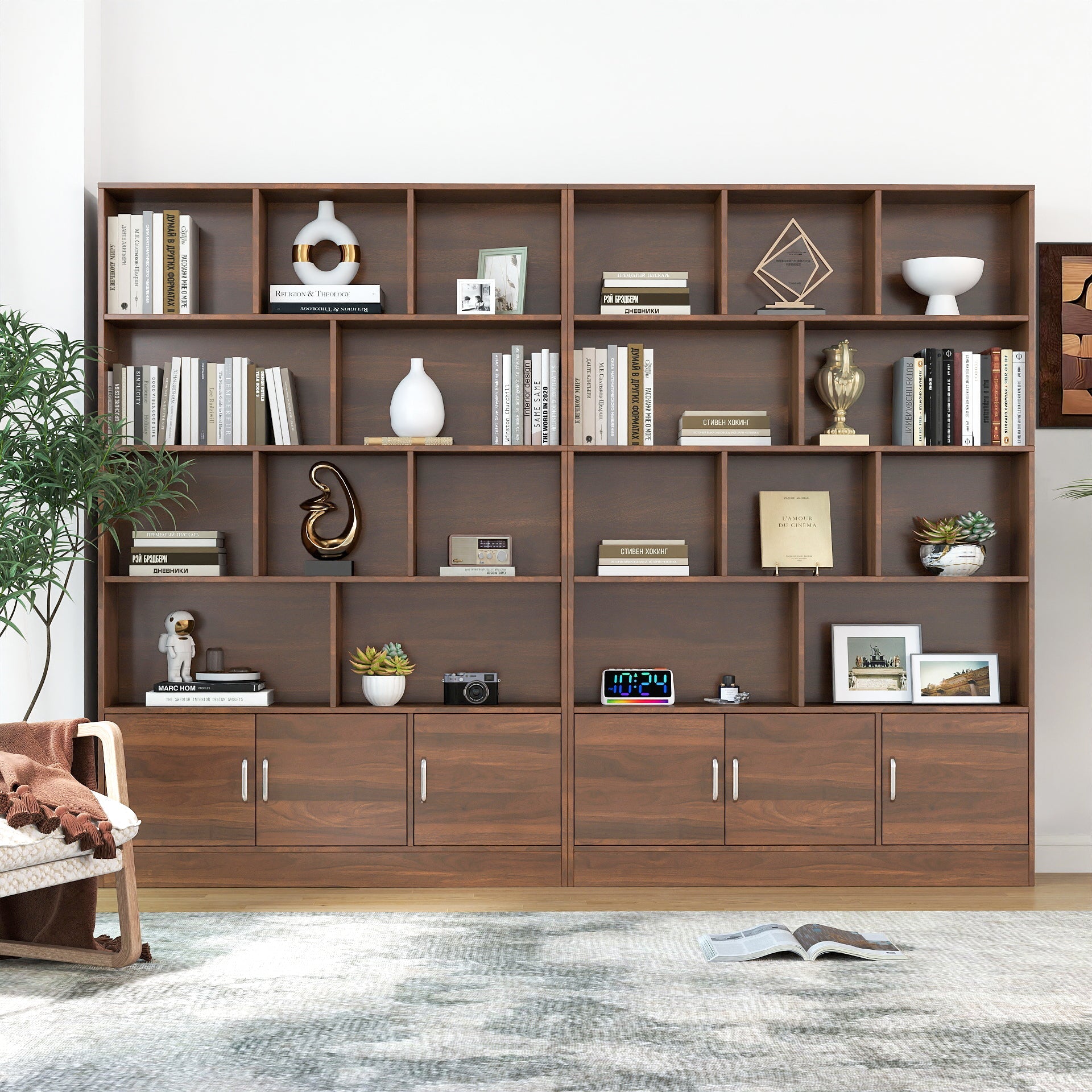 70.87" Tall Bookshelf with 10 Cubes and 3 Doors