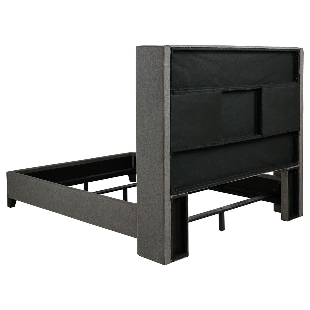Lendra - Upholstered Wingback Bed With Tufted Headboard