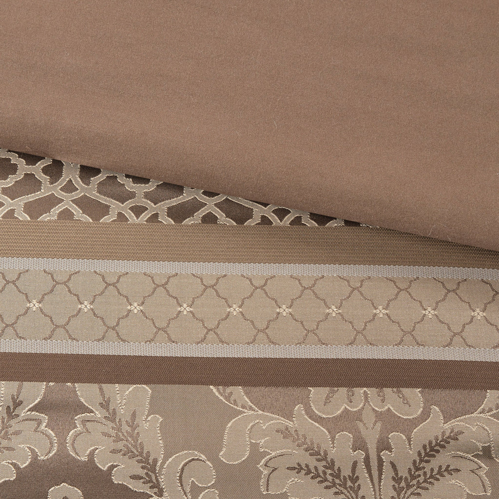 7 Piece Jacquard Comforter Set Brown/Gold Queen