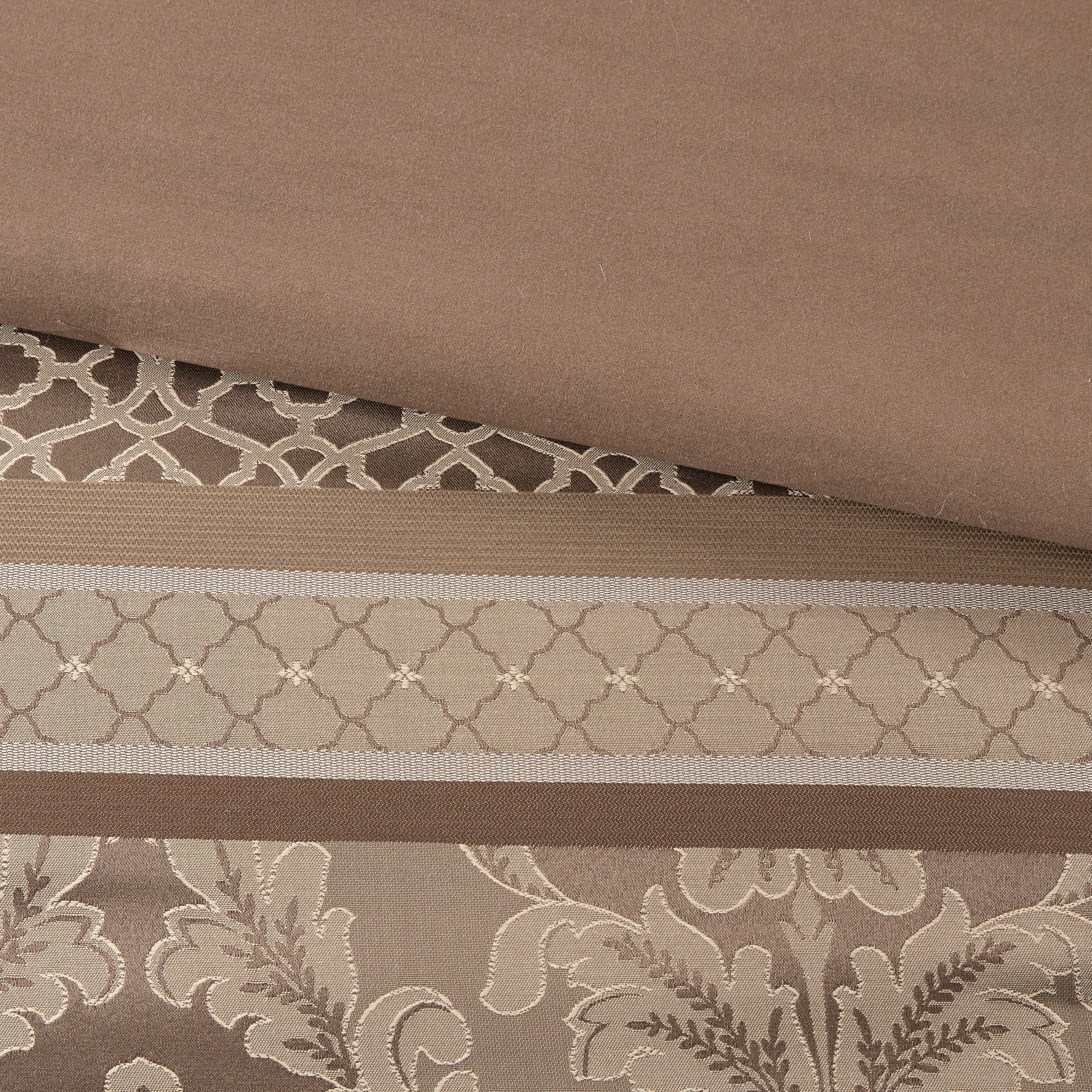 7 Piece Jacquard Comforter Set Brown/Gold Queen