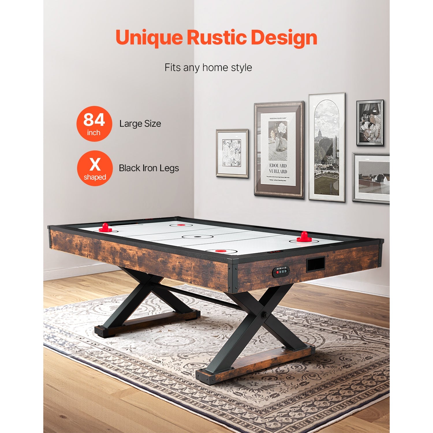 84" Air Hockey Table Air Powered Arcade Table Electronic Scorer Pushers Pucks