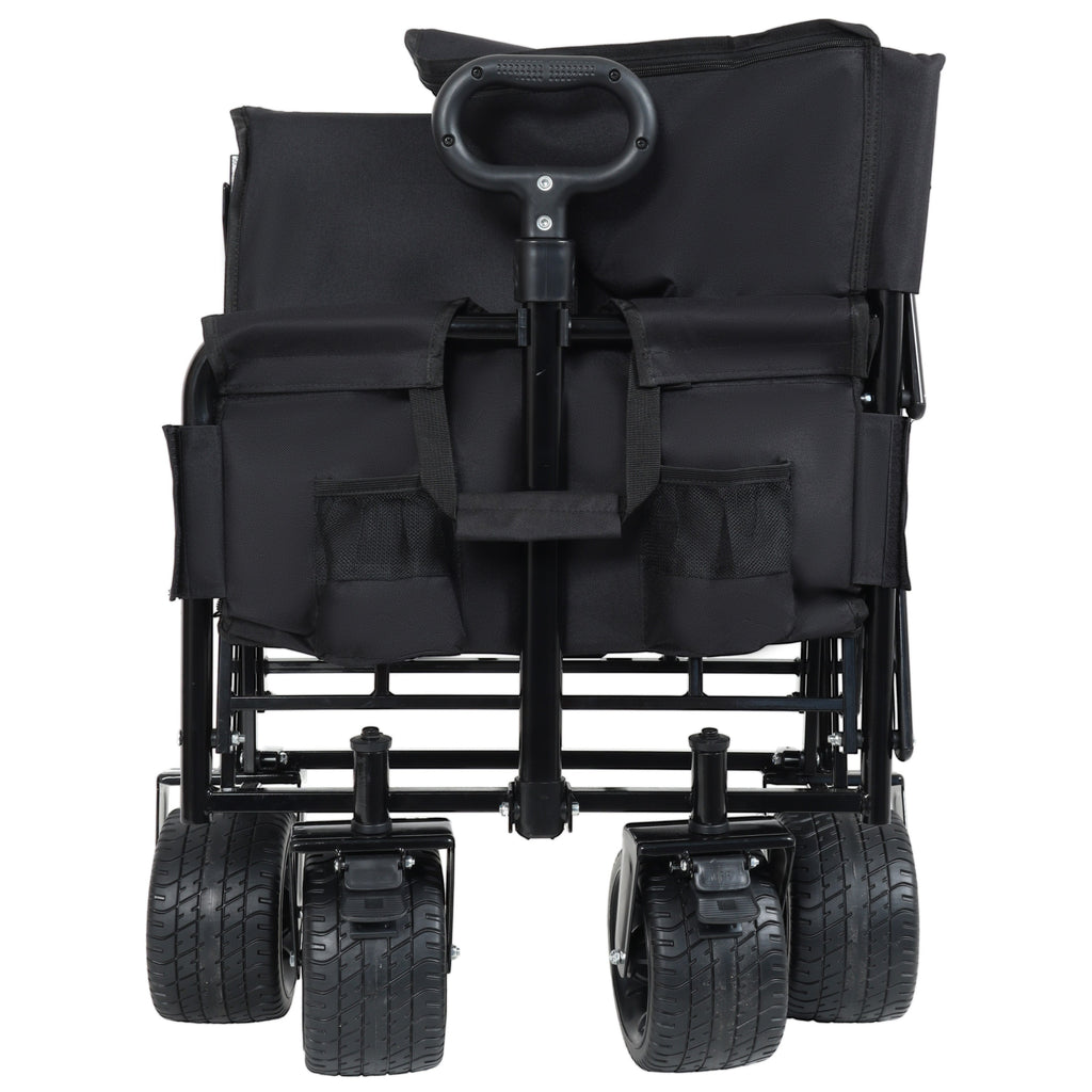 3-in-1 Convertible Folding Wagon Cart with Bench Seat & Storage