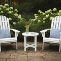 White HDPE Outdoor Side Table, 16 in. Round All-Weather Patio End Table