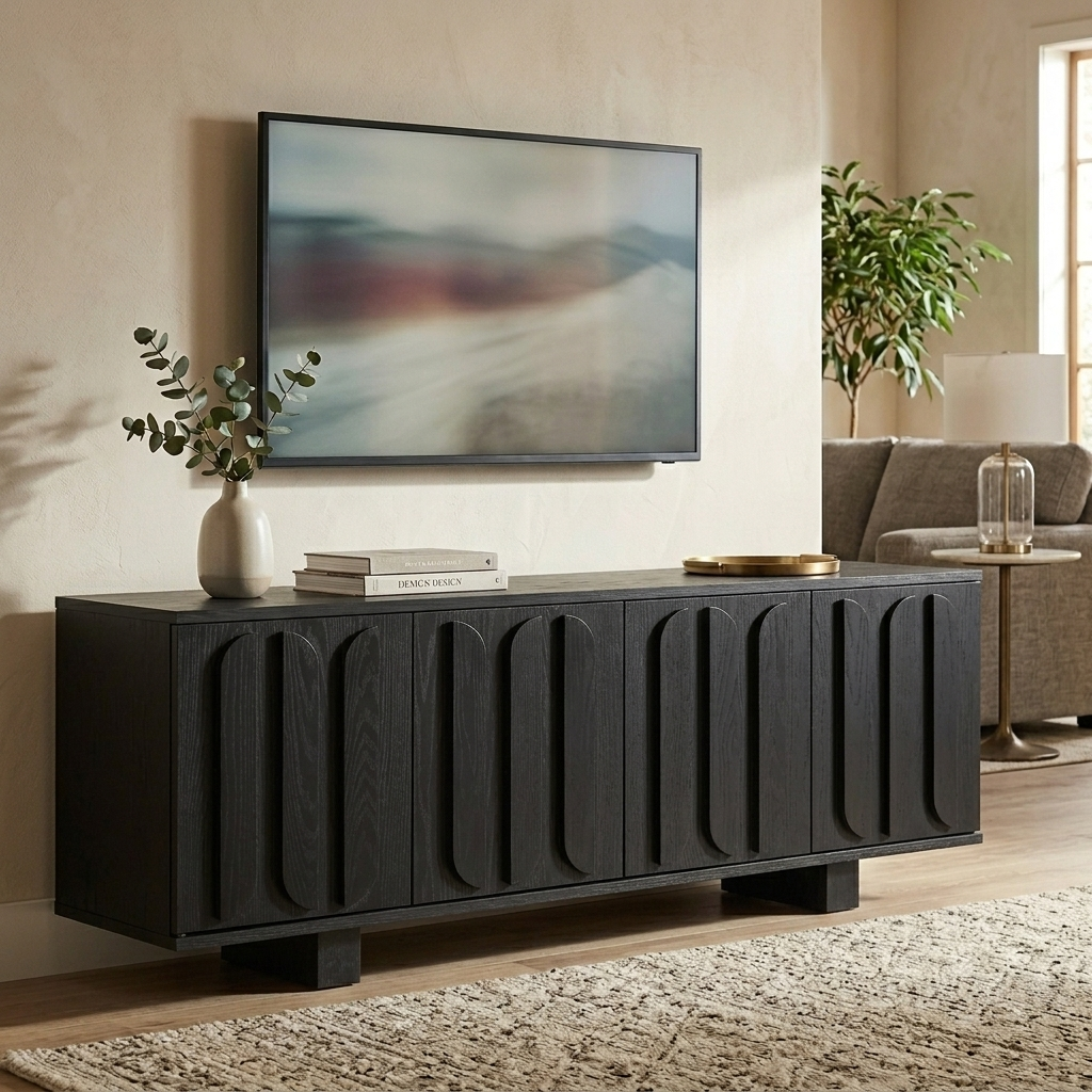 Vibe Haus 63'' Farmhouse TV Stand for TVs up to 75 Inches