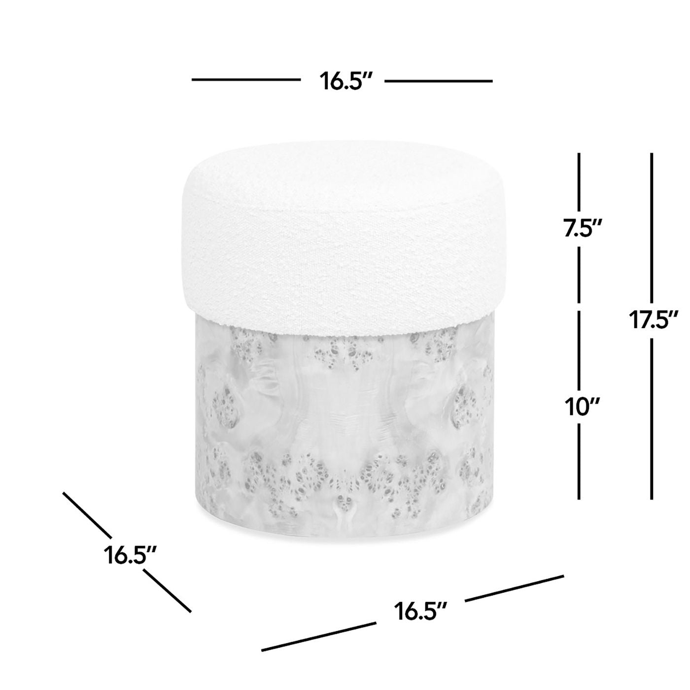 Nebula - Round Upholstered Ottoman - White