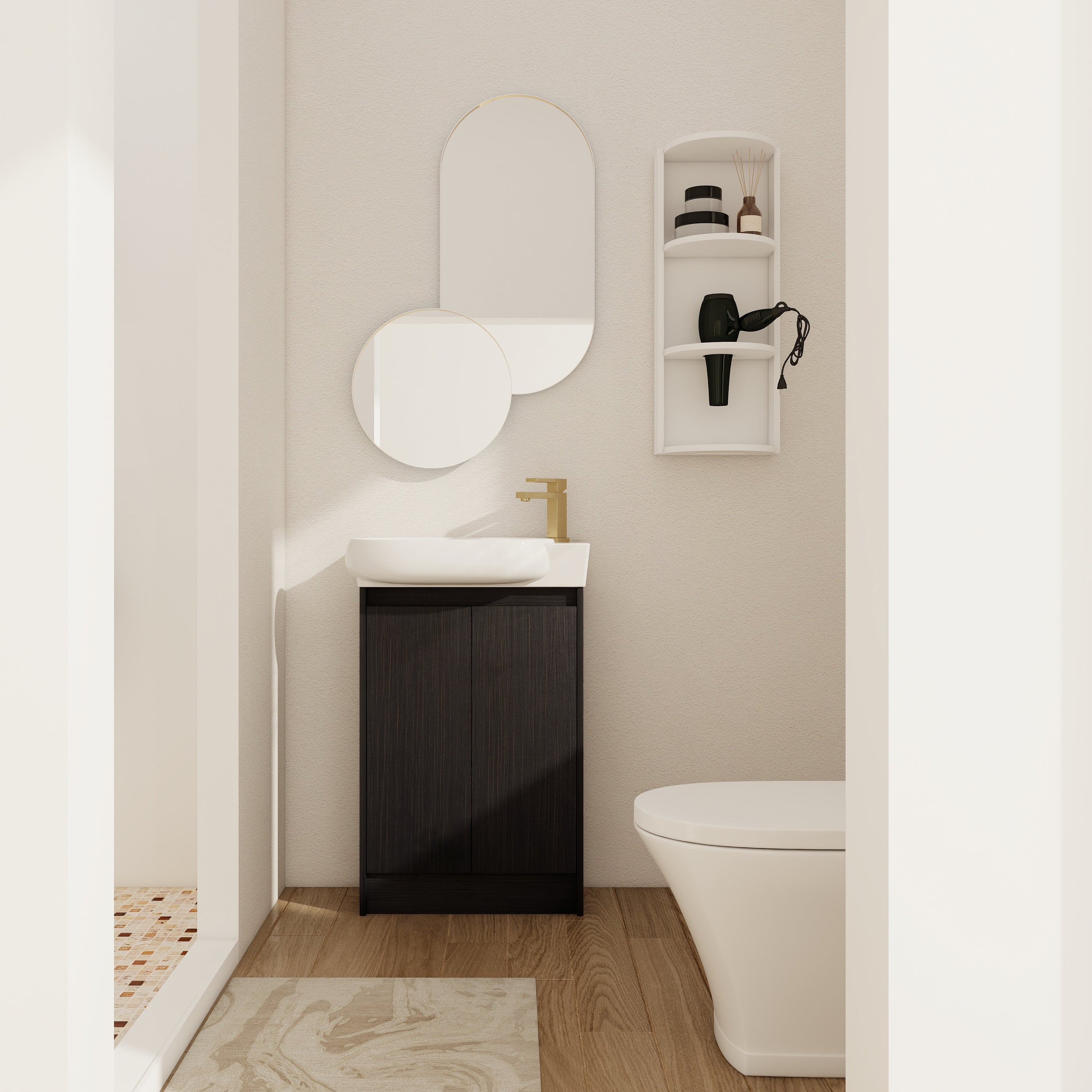 23" Freestanding Bathroom Vanity with Sink and Storage Rack