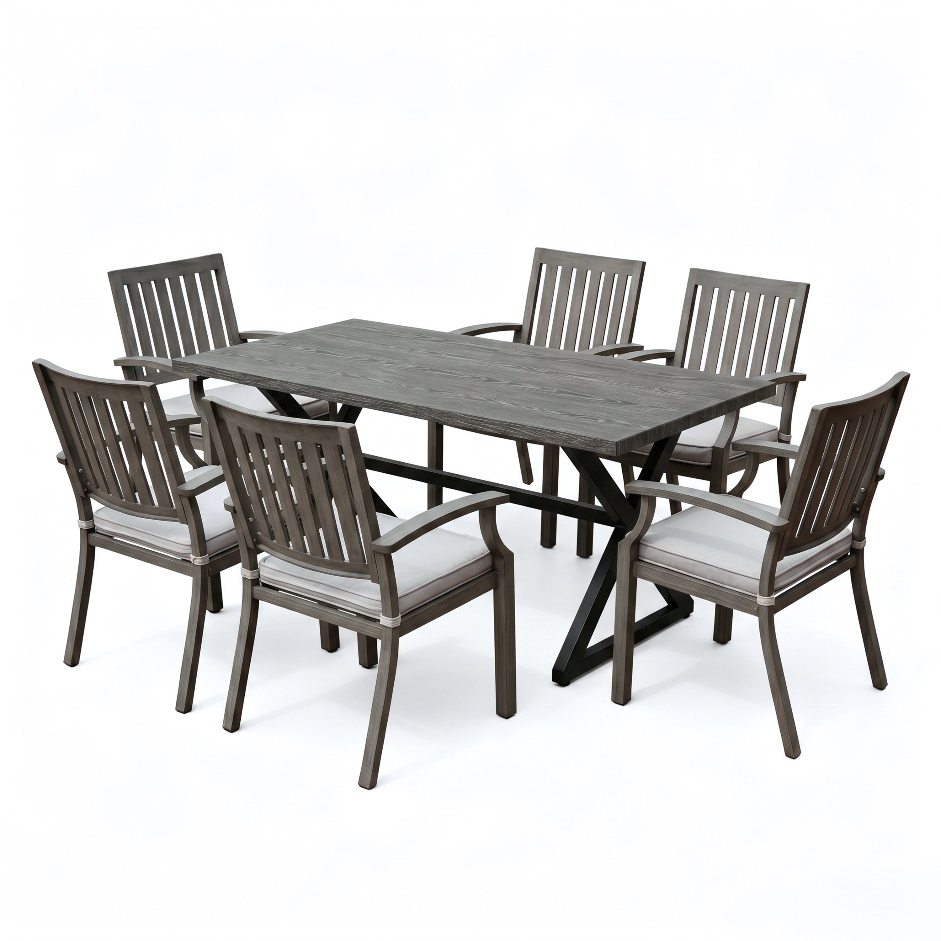 7-Piece Outdoor Dining Set with Aluminum Chairs
