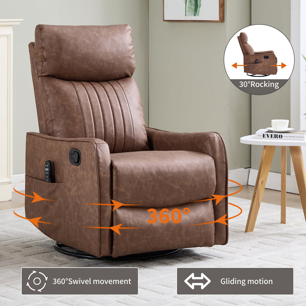 Brown Heat Massage Manual Recliner Chair