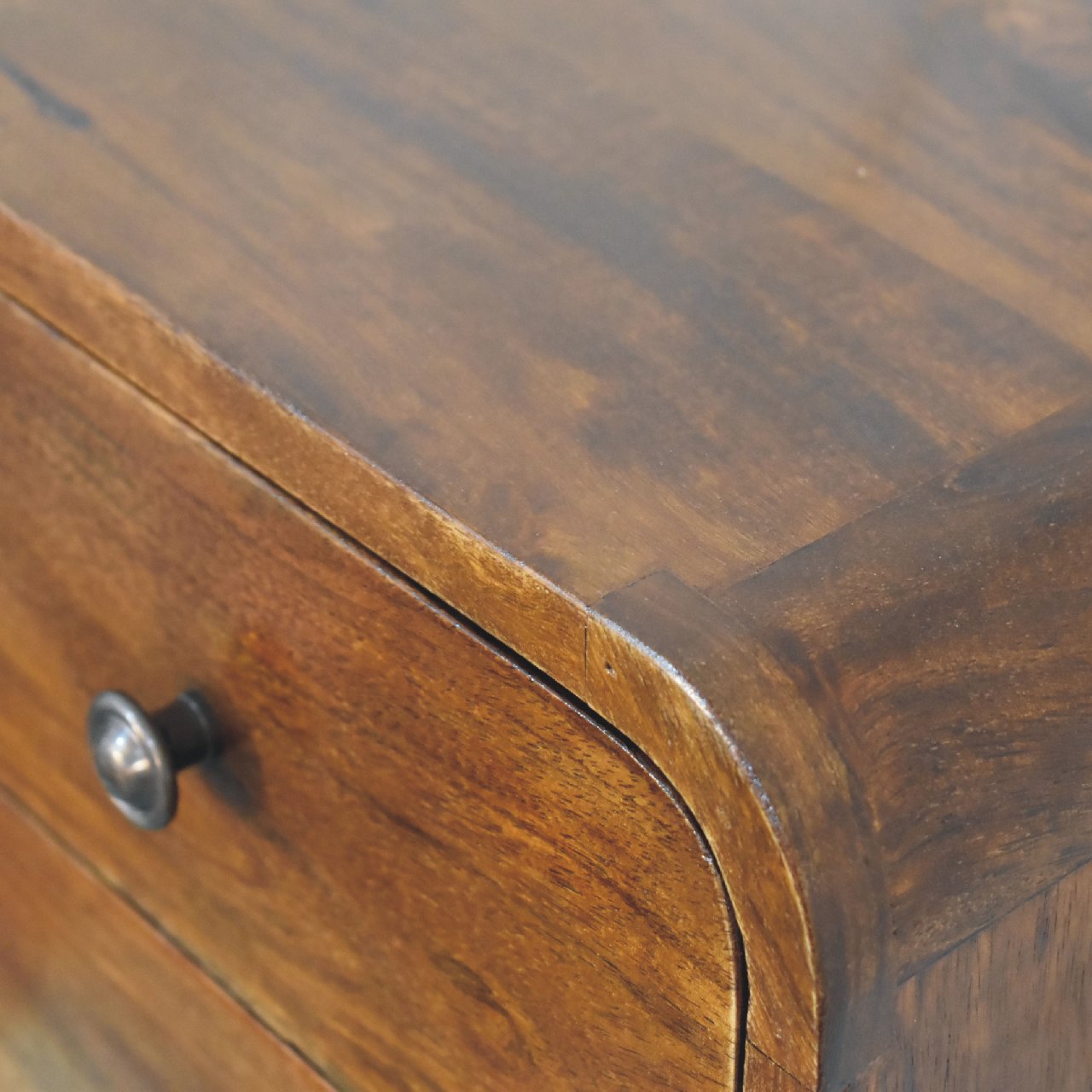 Solid Wood Floating Mini Nightstand, 2-Drawers, Chestnut