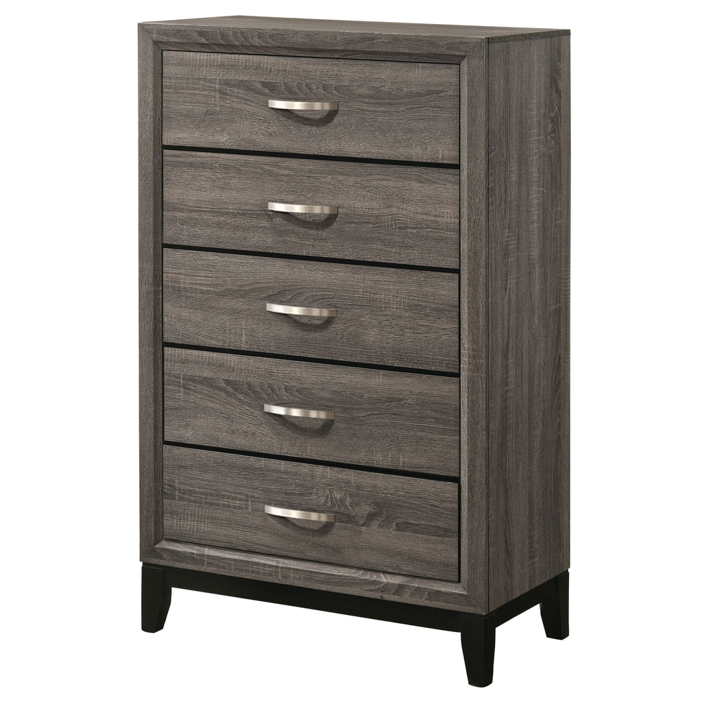 Gregory - 5 Drawer Chest - Smoke Gray
