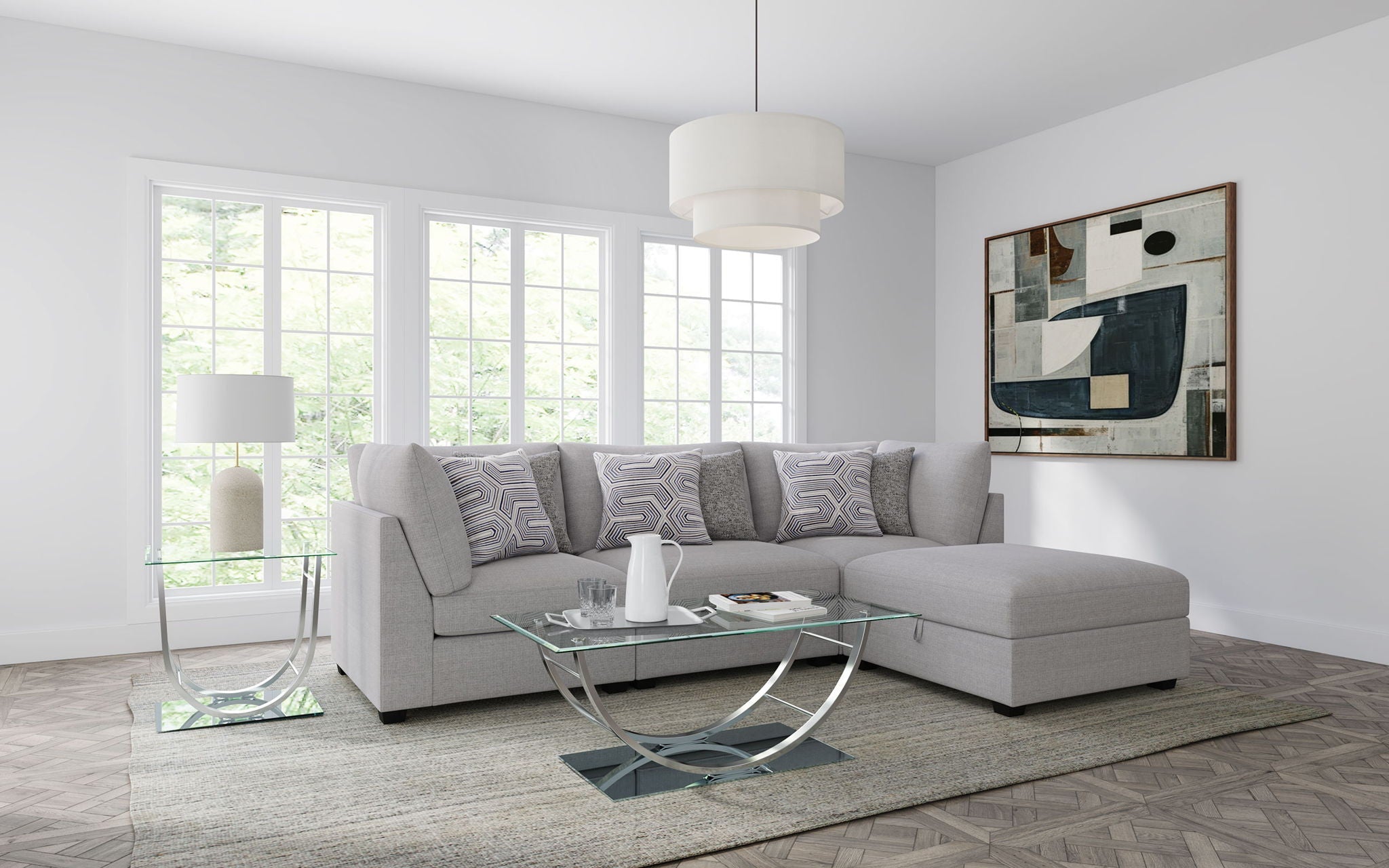 Cambria 4-piece Upholstered Modular Sectional Sofa Grey