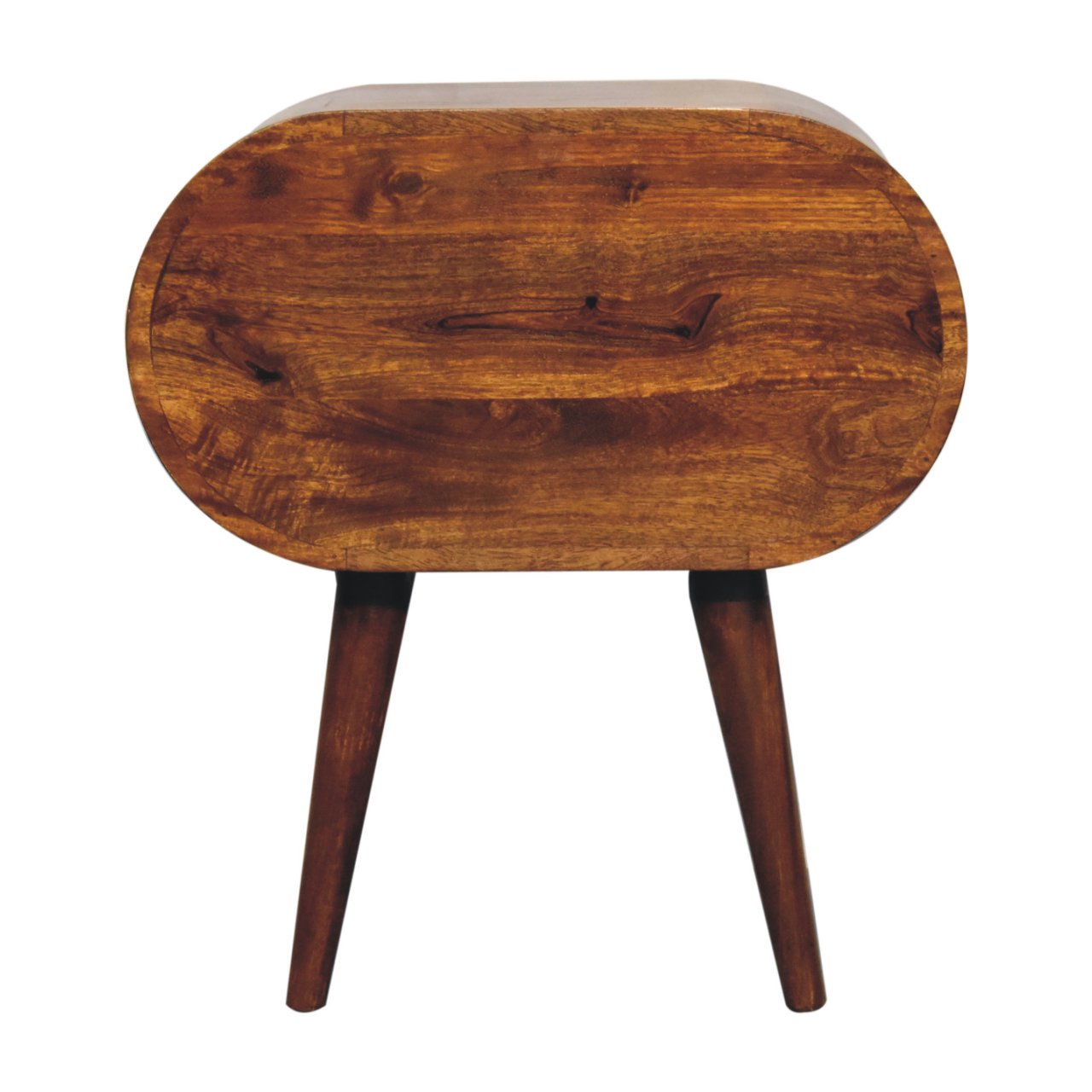 Solid Wood Large Chestnut Circular Bedside Table