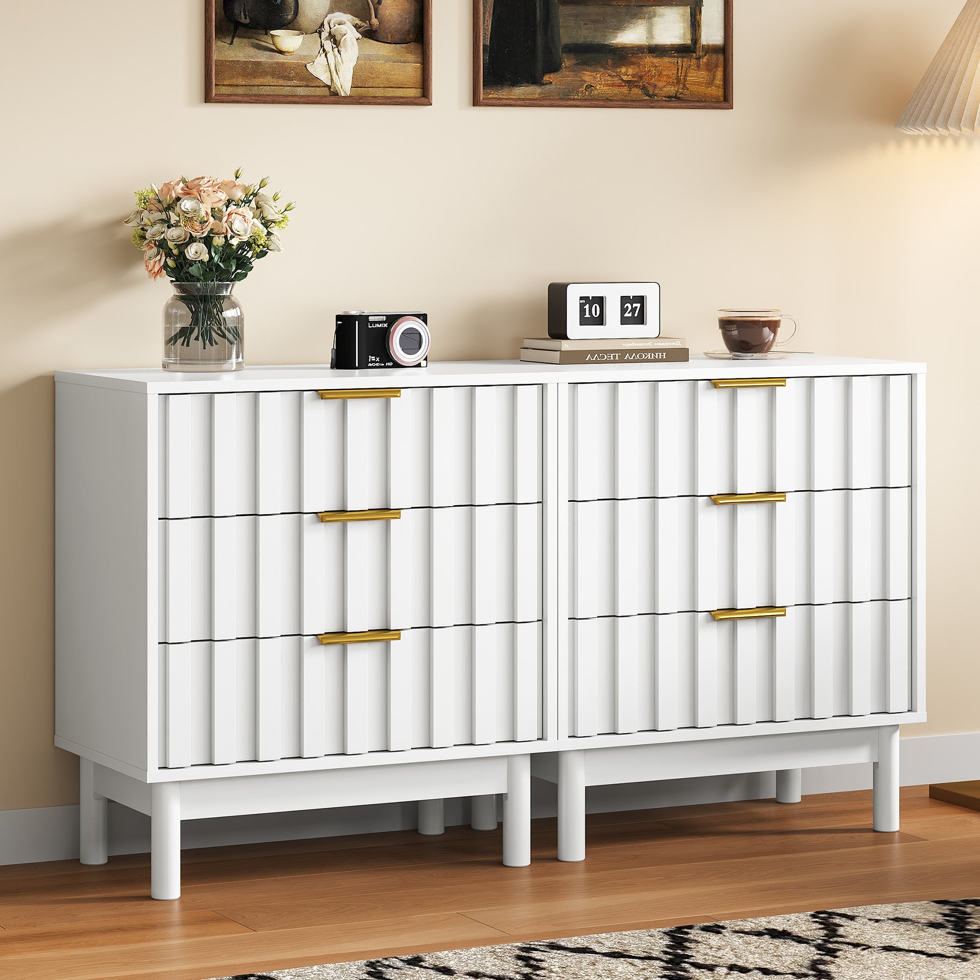 3 Drawer Dresser with Fluted Panel Design