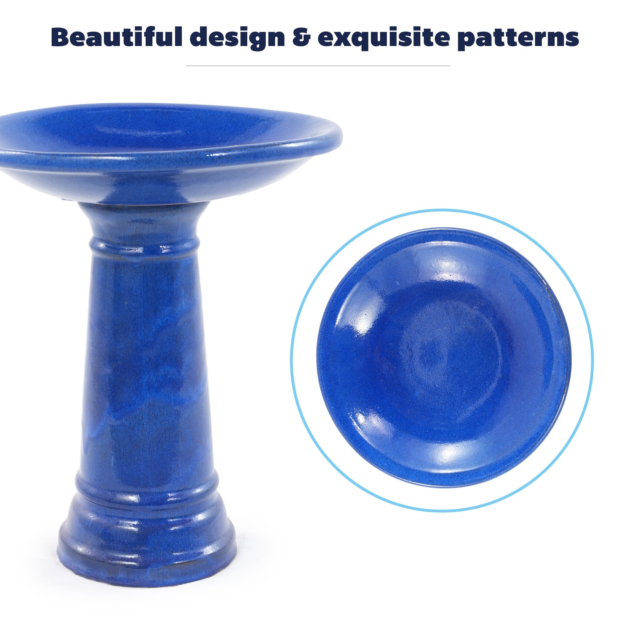 Ceramic Pedestal Bird Bath for Outdoor Garden